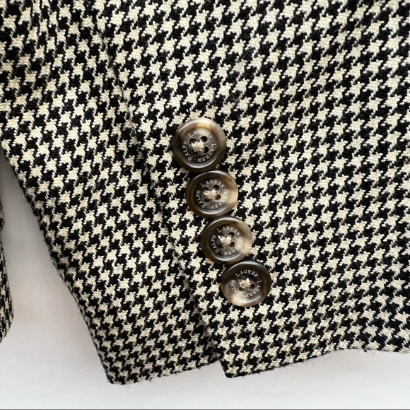 Lauren Ralph Lauren Wool Houndstooth Beautiful Blazer Coat Jacket Like New 8 - Picture 3 of 4